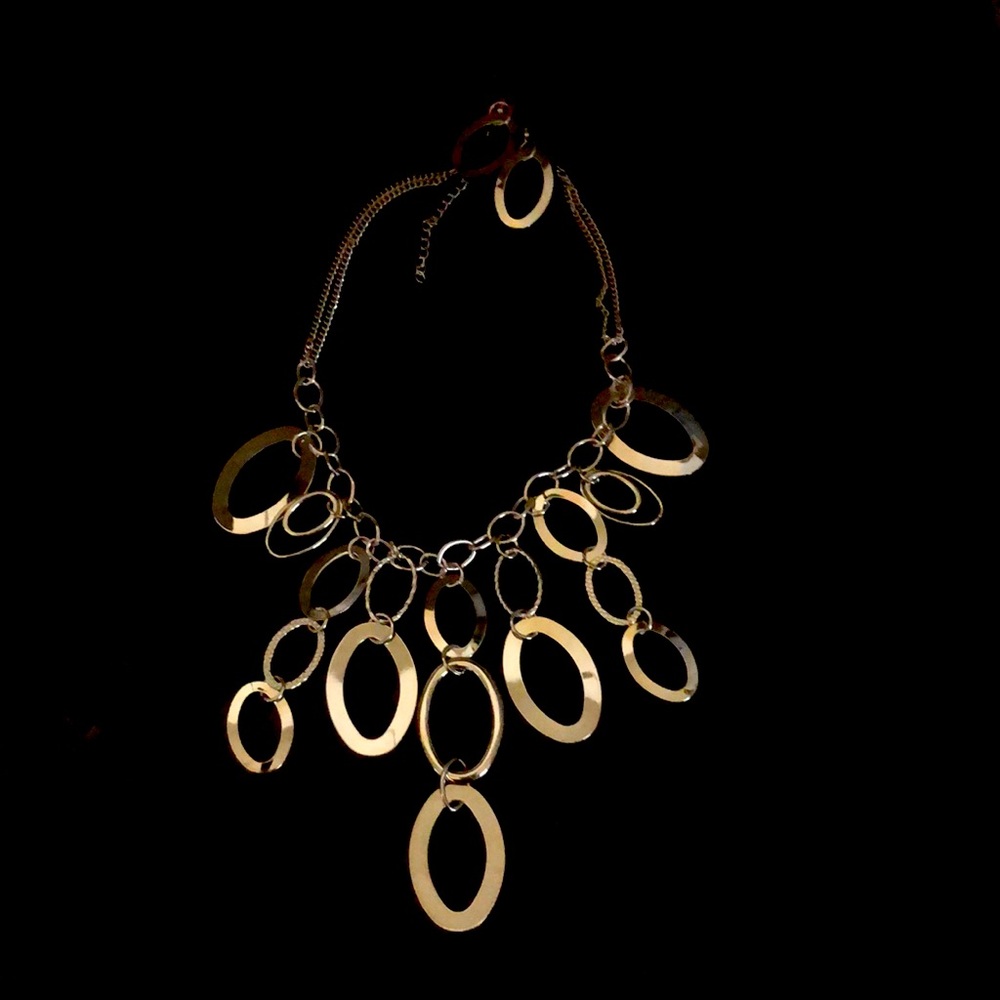 Funky Double Chain Chrome Ovals necklace & matching earrings
